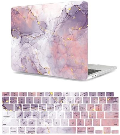 HLAAJJX Hülle für MacBook Pro 16 Zoll M3 M2 M1 Case 2023 2021 A2485 A2780 A2991 mit Liquid Retina Display Touch ID, Plastik Schutzhülle & EU QWERTY Tastaturschutz,Violette Murmel