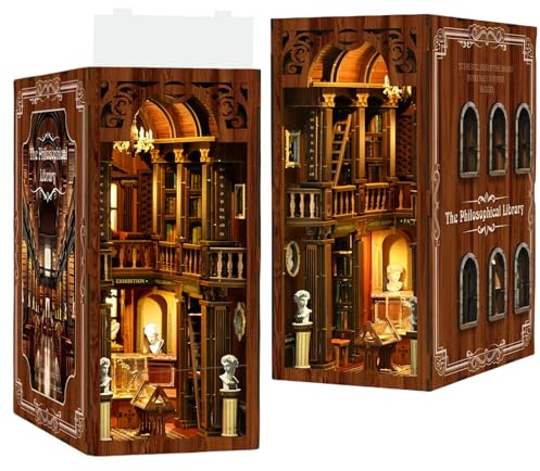 KingStora DIY Book Nook Kit - Klassische Philosophie Bibliothek & Lesesaal - 3D Puzzle, Montage Buchstütze für Erwachsene