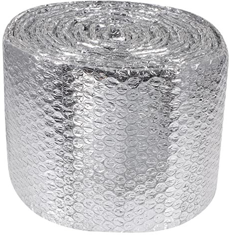 Uonlytech Aluminium Luftpolsterfolie Isolierfolie Winterfest 6 Zoll x 25 Fuß Für Dachboden Wanddämmung Energieeffizient Hitzereflektierend