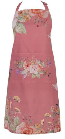 Clayre & Eef Küchenschürze Flowers Pink 70x85 cm Baumwolle Blumen