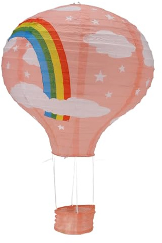 Jrudjsnhhty 12inch Hot Air Balloon Paper Lantern Lampshade Ceiling Light Wedding Party Decor, Pink Rainbow