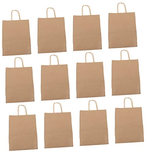 BCOATH 25Stücke Kraftpapiertragetaschen Umweltfreundliche Papiertüten für Einkauf und Partyverpackungen Vielseitig Einsetzbar und Sicher für Lebensmittel