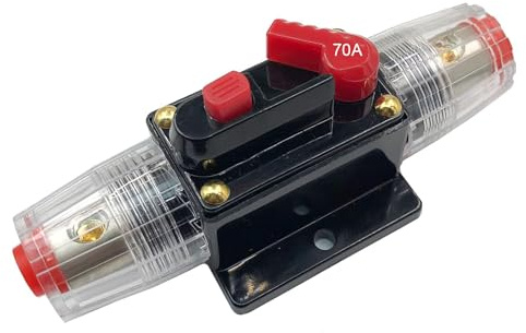 SPTSSWET 70A Car Circuit Breaker 12V-24V DC Fuse Holder | Audio Inline Circuit Breaker, Reset Fuse with Manual Reset, For Car Marine Trolling Motors, Audio Solar Inverter System