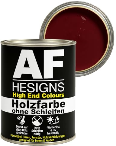 Alex Flittner Designs Möbelfarbe ohne Schleifen in Weinrot RAL3005 | Kein Schleifen nötig - Direkte Anwendung auf alten Anstrichen, Holz, MDF oder lackierten Oberflächen - spart Zeit & Arbeit.