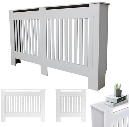 Lucn Radiator Cover Wall Grill Cabinet MDF Wood Radiator Shelf Heater Covers Thicken Wooden Hallway Home Office Furniture Decorative (White, Large/32.3 x 59.8 x 7.5 inch)