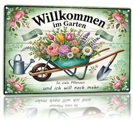Metallschild Garten Gartenschild mit Sprüchen Retro Blechschilder | Lustiger Text Metall Blechschild für Küche und Garten (30 × 20 cm)