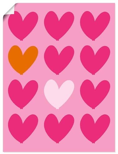 ARTLAND Wanddeko Poster & Kunstdrucke Wandposter 45x60 cm aesthetic room decor Herzen auf pink dopamin deko U5WD