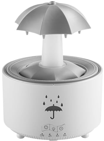Umbrella Rain Humidifier, With 7 Color LED Display, 13.4x13.4x18.2cm, Umbrella Raindrop Diffuser, Large Mist Humidifier, Remote, Timer And Rotating Design, For Bedroom, Desk, Nightstand