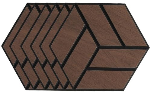 Akustikpaneele Holz, 6 Stück 30x26 cm Wandpaneele holz Holzpaneele wand als Schallschutzplatten, Wandverkleidung Holzoptik für Wanddeko Wohnzimmer, Büro, Küche, Eiche (Braun)