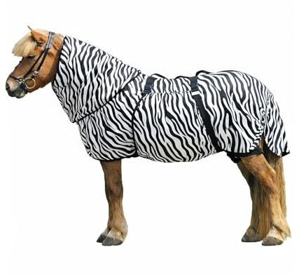 netproshop Spezielle Isländer Qualitäts Ekzemer Decke für Islandpferde Braun oder Zebra-Muster Größe 100-135, Groesse:135, Farbe:Zebra