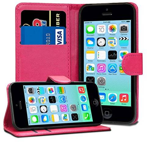 TypeandColor® Pink iPhone 5C Case Leather Flip Wallet Case Cover Pouch Holder - Apple iPhone 5C Case Cover & Screen Protector