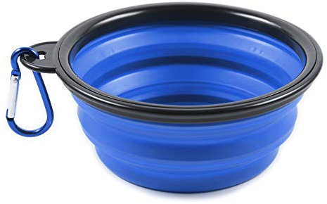 PhoneNatic Gamelle Pliable en Silicone pour Chien et Chat - Bleu - avec Mousqueton - Taille S - 350 ML - 60014330