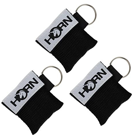 Horn Medical Notfall-Beatmungstücher im Schlüsselanhänger, Horn-Key, 3er Set, Schwarz