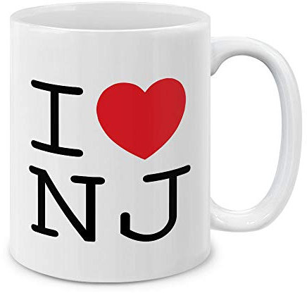 MUGBREW I Love NJ New Jersey Ceramic Coffee Gift Mug Tea Cup, 11 OZ