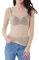 Lazzboy Damen Langarm Pullover, Frauen Langarm Shirt Transparent Tüll Mesh Bluse Body T-Shirt Tunika Tops Schwarz(Khaki,S)