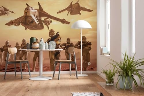 Komar Fototapete | Star Wars Classic Clone Trooper | Größe: 400 x 260 cm (Breite x Höhe), Bahnbreite 50 cm | Tapete, Wandbild, Dekoration, Wandbelag | DX8-040, Gelb, Braun