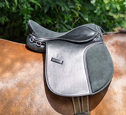 Aces Equine SYNTHETIC GENERAL PURPOSE 15 INCH WIDE HORSE SADDLE BLACK & BROWN (BLACK)