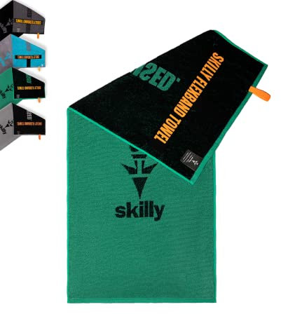 skilly FBT120 Fitness Handtuch I 120x50cm I Designed in Deutschland hergestellt in Portugal I Funktionshandtuch mit Antirutsch- Funktion aus hochwertiger Öko-Tex zertifizierter Baumwolle