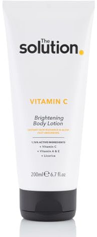 The Solution Vitamin C Brightening Body Lotion (200ml). Vitamin C Body Cream with Vitamins A & E, Night Moisturiser, Day Cream, Vitamin C Cream, Vegan & Cruelty Free Womens Moisturiser