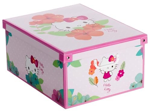 Lavatelli Aufbewahrungsbox mit Deckel für Kleidung und Wäsche, Hello Kitty Sanrio Karton Kiste Pink, Kleiderschrankboxen, saisonaler Wechsel, Geschenkkarton 50x39x24 cm, Pinke