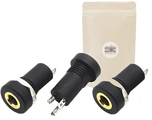 Adaptout 3X Embase Prise Mini Jack Stereo 3,5 mm Femelle plaqué Or 18k façade écrou