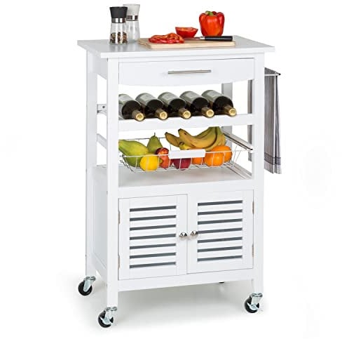 KLARSTEIN Carrello Cucina, Mobiletto Salvaspazio Portavivande con Ruote e Cassetti, Carrellino Porta Microonde e Frutta