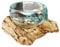 Darthome Teak Root with Mini Molten Glass Fruit Bowl 12x13x12cm Glass Rustic Wood Base Sculpture