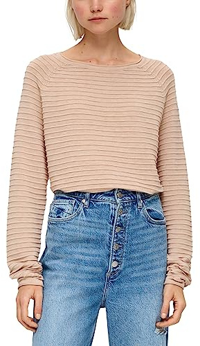 QS Damen Strickpullover – Regular Fit, Viskosemix, Strukturmuster