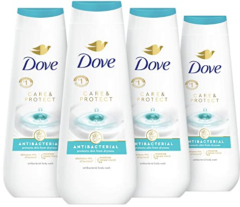 Dove Lot de 4 gels douche antibactériens pour tous les types de peau, protège de la sécheresse 590 ml