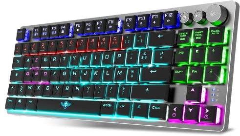 Spirit Of Gamer XPERT K1300, Clavier Gamer Mecanique TKL sans Fil Bluetooth, Touches 100% Anti-Ghosting Switch Red, Gaming Keyboard RGB en Aluminum Azerty FR, Compatible Mac, iOS, Android & PC