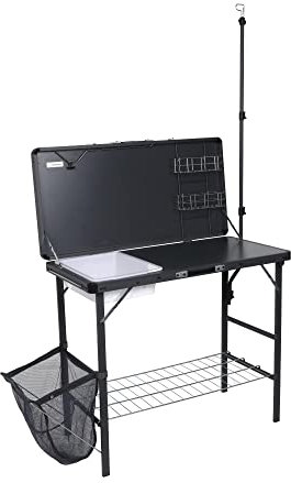 Berghaus Freeform Kitchen with Built in Washing Bowl, Easy to Assemble, Sturdy, Portable, Collapsible, Cupboard, Storage Unit, Table, Ideal for Camping and Festivals, includes Carry Bag, Grey