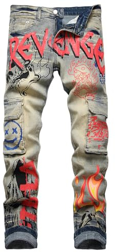 Baylvn Men's Casual Slim Fit Stretch Jeans Skinny Hip Hop Jeans Denim Trousers Pants, F Vintage Blue, 36