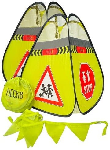 HECKBO 2x Panneau de signalisation routière Attention Enfants - Jeu de cônes de sécurité pour enfants - Ensemble de cônes de sécurité pour enfants Safety Pop Up
