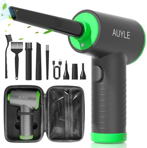 Electric Compressed Air Duster Cleaner for PC, 3-Gear Speed (Max 110000RPM) Cordless Air Duster with LED-Light, Air Blower Dusters for Laptop, Keyboard, Replace Compressed Air Can 7600mAh