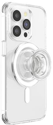 PopSockets PopGrip for MagSafe, Magnetic Phone Grip & Stand, Swappable Top, Secure Grip for iPhone MagSafe Cases, Kickstand for Hands-Free Viewing, Wireless Charging Compatible - Clear