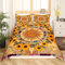 Gelbe Sonne und Mond Tröster Abdeckung Set 135x200,Sonnenblume Bettbezug Vintage Indische Boho Floral Bettwäsche Bunte Mandala Paisley Bettwäsche Exotische Konstellation Ästhetische Zimmer Dekor