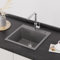 CECIPA Spüle Granit Grau 45x45cm, Waschbecken Küche Eckig, Spülbecken Küche, Granitspüle Grau, Moderne Küchenspüle Set, Einbauspüle Granit für Küche, Graue Spüle Küche Mit 2 Hahnlöcher, 1 Becken
