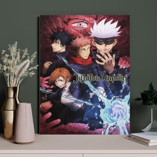 HAIDU Kinder Diamond Painting Set, Anime Jujutsu Kaisen, DIY 5D Volldiamant Kreuzstich Kristall Strass Stickerei Malerei Dekoration(Round Diamond) 50x60cm-144