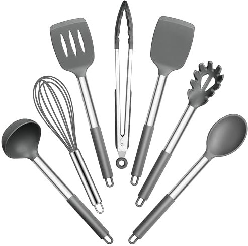 Joyfair Set di utensili da cucina in silicone da 7 pezzi (grigio)