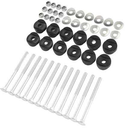 Tbest 12pcs Trampoline Screws, Trampoline Enclosure Pole Gap Spacers Galvanized Steel Enhance Stability Long Trampoline Screws Bolts and Nuts Set