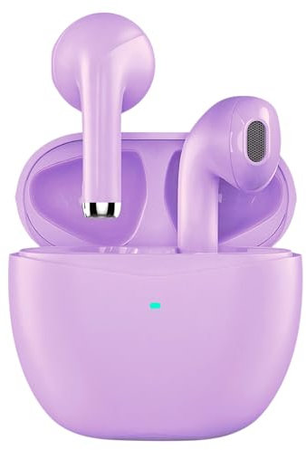 WATCHEM Wireless Earbuds TWS Earphones, 5.0 Bluetooth in-ear headphones, IPX5 Waterproof, TWS Bluetooth Earphones, Fast Charging Case, AI supported (Purple)