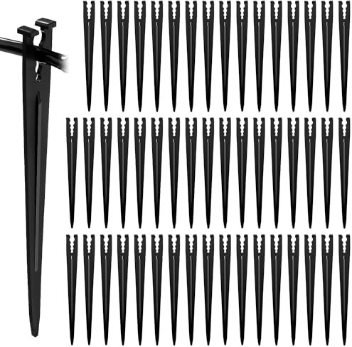 VooGenzek 50 Piezas Estacas de Riego por Goteo, Riego por Goteo Estacas, Goteo Estaca Microtubo Piquetas, Piquetas Riego, Estacas para Riego por Goteo, para Manguera de Riego de 4/7 o 3/5