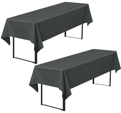 2er-Pack Premium Bierzelt-Tischdecke 260 x 110 cm, dunkelgraue Biertischdecken für Bierzeltgarnitur, blickdichte Polyester-Biertischdecken, waschbare Tischhussen für Bankette im Freien (dunkelgrau)