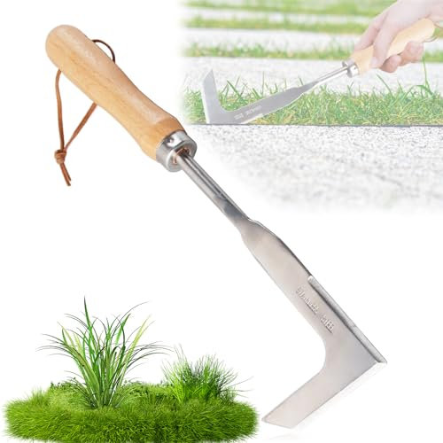ZoneYan Sarchiatore per Erbacce, Sarchiatore Manuale in Acciaio Inossidabile, Estirpatore Erbacce Manuale con Impugnatura, Sarchiatore a Falce per Rimuovere Erbacce e Muschio