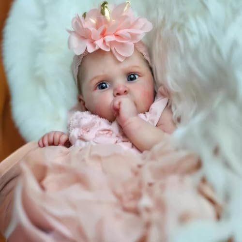 Bambole Reborn Femmina Bambole Reborn Che sembrano Vere Bambola Originali bambolotti realistica Toddler Baby Dolls Occhi Aperti come un Bambino vero 20 pollici con occhi azzurri con vestito copricapo
