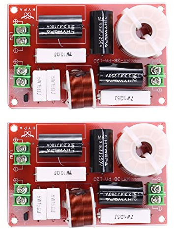 BOLAXHCA 2X 150 W Lautsprecher Frequenzweiche 2 Wege Hoch-Niedrig 4-8 Ohm Frequenz Teiler für Lautsprecher 3.6KHz