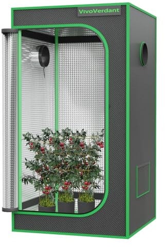 VivoVerdant Grow Zelt 120x60x180cm, Indoor Grow Tent 1680D Reflektierende Mylar Zuchtzelte Hydrokultur,mit Beobachtungsfenster und Bodenwanne, Growzelt für Pflanzen wachsen Raum