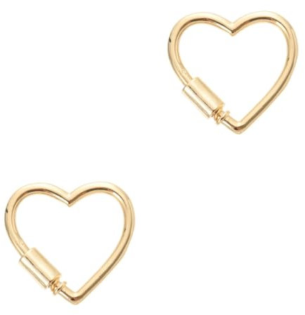 SHINEOFI 2 Pcs Heart Shape Screw Lock Carabiner Charm Gold Heart Locket Jewelry Accessory