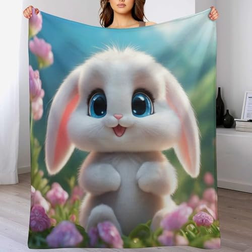 AAPZY süßes Kaninchen Kuscheldecken,Decke, 3D-Digitaldruck Kuscheldecke, Flannel Decke, Weich Wohndecke, Sofadecke Decke Für Kinder Jungen Erwachsene （180×200cm）