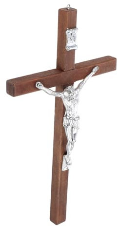Alipis Croce Religiosa Da Parete Statua Cattolica Crocefisso in Legno Per La Casa